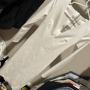 Missguided white long sleeve deep v body on dress